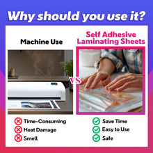Load image into Gallery viewer, VIOLETTO 4 Mil Self-Adhesive Laminating Sheets 10 Pack, 12.3x17.1 Inches Cold Lamination Film for Photos and Documents, No Machine Needed, Crystal Clear Single Sided Vinyl