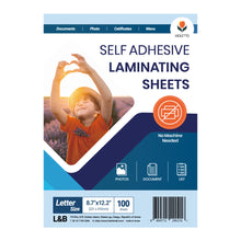 Load image into Gallery viewer, VIOLETTO 4 Mil Self-Adhesive Laminating Sheets 20 Pack, 8.7 x 12.2 Inches Cold Lamination Film for Photos and Documents, No Machine Needed, Crystal Clear Single Sided Vinyl