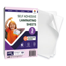 Load image into Gallery viewer, VIOLETTO 3 Mil Self-Adhesive Laminating Sheets 20 Pack, 8.7 x 12.2 Inches Cold Lamination Film for Photos and Documents, No Machine Needed, Crystal Clear Single Sided Vinyl