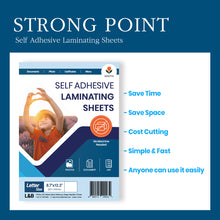 Load image into Gallery viewer, VIOLETTO 4 Mil Self-Adhesive Laminating Sheets 20 Pack, 8.7 x 12.2 Inches Cold Lamination Film for Photos and Documents, No Machine Needed, Crystal Clear Single Sided Vinyl