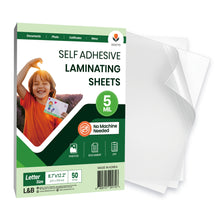 Load image into Gallery viewer, VIOLETTO 5 Mil Self-Adhesive Laminating Sheets 20 Pack, 8.7 x 12.2 Inches Cold Lamination Film for Photos and Documents, No Machine Needed, Crystal Clear Single Sided Vinyl