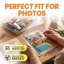Load image into Gallery viewer, VIOLETTO Self Adhesive Laminating Sheets 4 x 6 inches, 30 Pack, 4mil Thickness, No Heat or Machine Needed, Waterproof, Self Sealing, Easy Peel and Stick, Clear Glossy Finish, Photo/Postcard Size
