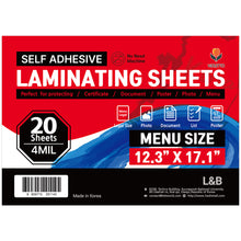Load image into Gallery viewer, VIOLETTO 4 Mil Self-Adhesive Laminating Sheets 10 Pack, 12.3x17.1 Inches Cold Lamination Film for Photos and Documents, No Machine Needed, Crystal Clear Single Sided Vinyl
