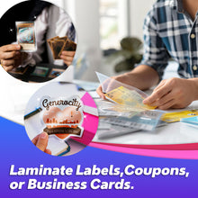 Load image into Gallery viewer, VIOLETTO 4 Mil Self-Adhesive Laminating Sheets 10 Pack, 12.3x17.1 Inches Cold Lamination Film for Photos and Documents, No Machine Needed, Crystal Clear Single Sided Vinyl
