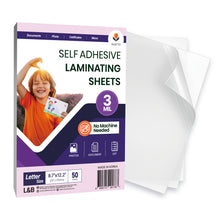 Load image into Gallery viewer, VIOLETTO 3 Mil Self-Adhesive Laminating Sheets 20 Pack, 8.7 x 12.2 Inches Cold Lamination Film for Photos and Documents, No Machine Needed, Crystal Clear Single Sided Vinyl

