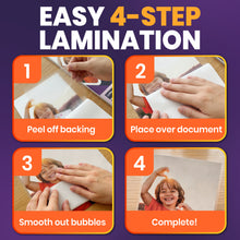 Load image into Gallery viewer, VIOLETTO 3 Mil Self-Adhesive Laminating Sheets 20 Pack, 8.7 x 12.2 Inches Cold Lamination Film for Photos and Documents, No Machine Needed, Crystal Clear Single Sided Vinyl
