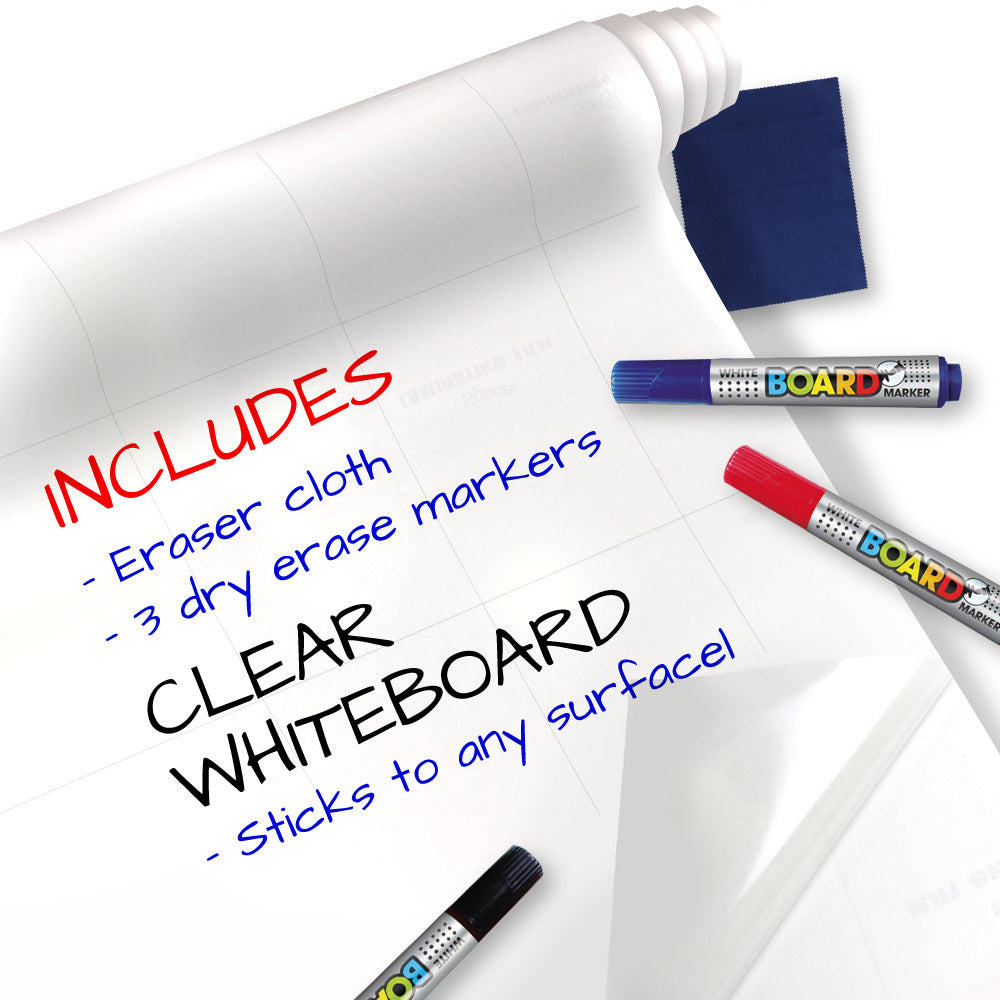 [HASHI] (White/Clear-17.3 x 78 inch (6.5 Feet)) Dry Erase Board StickerBoard Alternative / free shipping Within 7 days of delivery