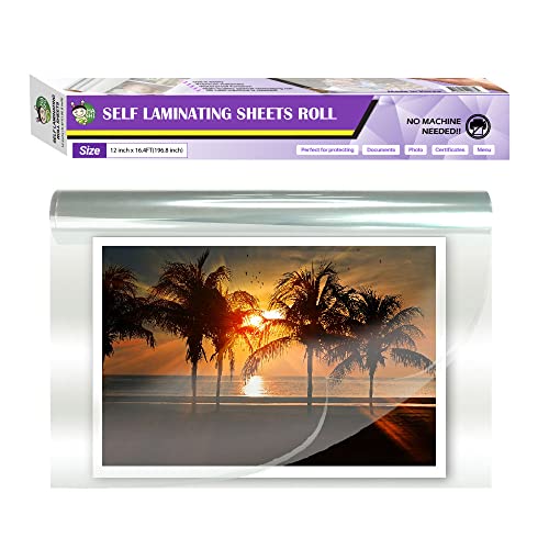 HA SHI Adhesive Self Laminating Roll Sheets (12 inch x 16.4FT) Long Size, Laminate Paper, Clear Contact Paper