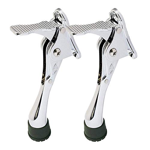 One-Touch Doorstop Adhesive Bracket - Satin Nickel 6 Inch No-Slip Holder